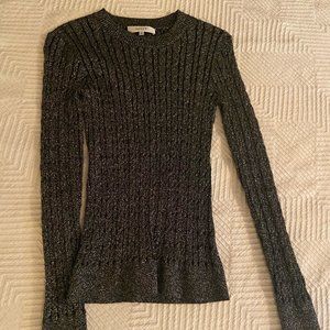 Milly Metallic Cable Knit Stretch Sweater